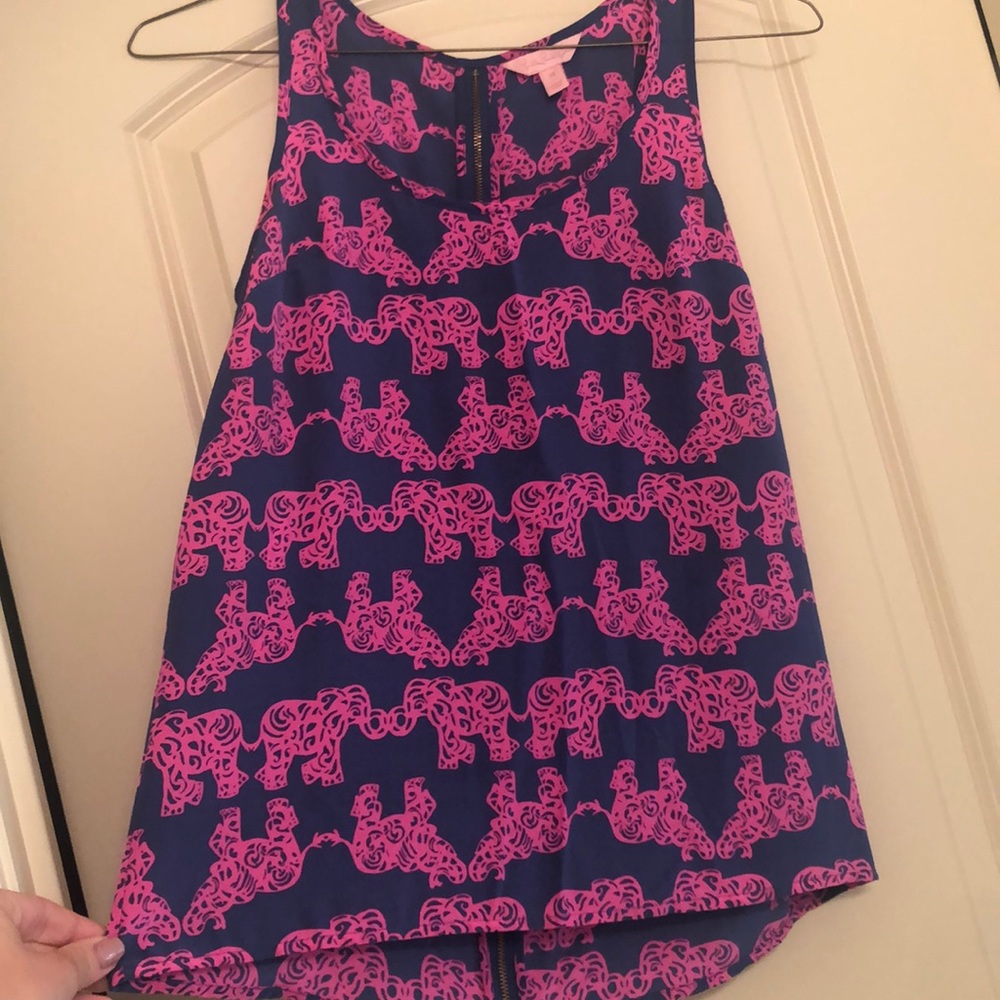 Lily Pulitzer Silk Elephant Tank Top Blouse